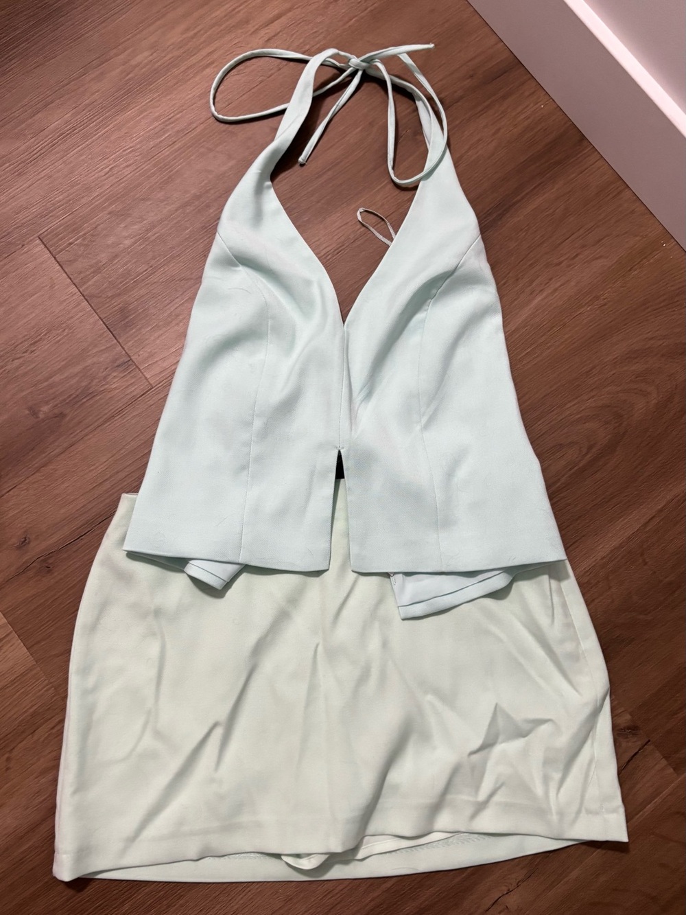 Abercrombie Halter V-Neck Two-Piece Set in Light Mint